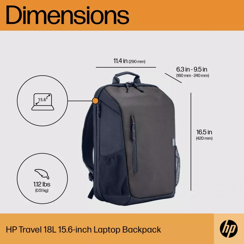 HP Travel 18 litrų 15.6 Geležies pilkumo nešiojamojo kompiuterio kuprinė
