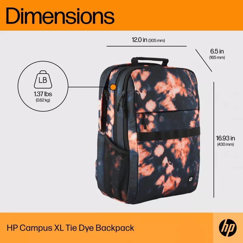 Laisvalaikio kuprinė HP Campus XL Tie Dye Backpack Juoda poliesterio