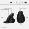 HP 920 ergonominė belaidė pelė, dešinei rankai, vertikalus dizainas, Bluetooth + USB Type-A, 4000 DPI, juoda