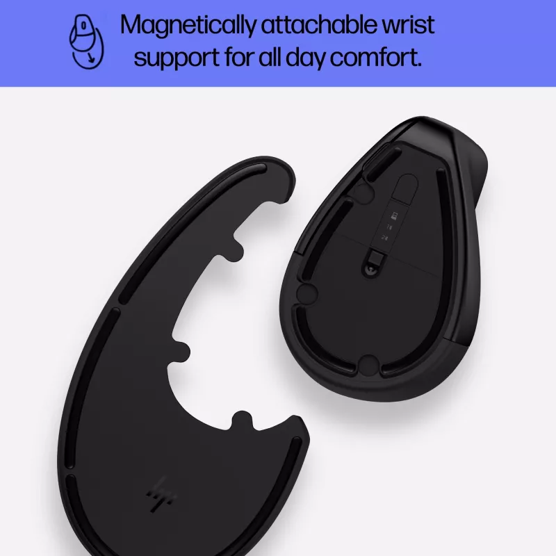 HP 920 ergonominė belaidė pelė, dešinei rankai, vertikalus dizainas, Bluetooth + USB Type-A, 4000 DPI, juoda