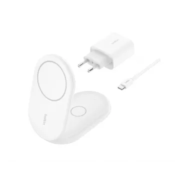 BELKIN Boostcharge Qi2 15w magnetinis 2-in-1 stovas - balta