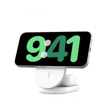 BELKIN Boostcharge Qi2 15w magnetinis 2-in-1 stovas - balta