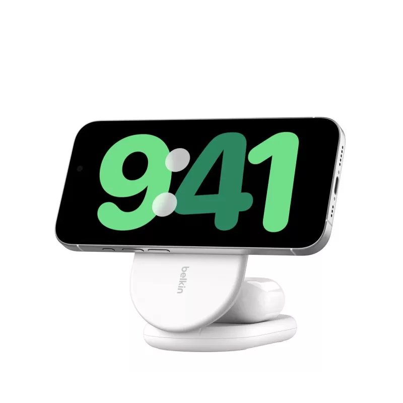 BELKIN Boostcharge Qi2 15w magnetinis 2-in-1 stovas - balta