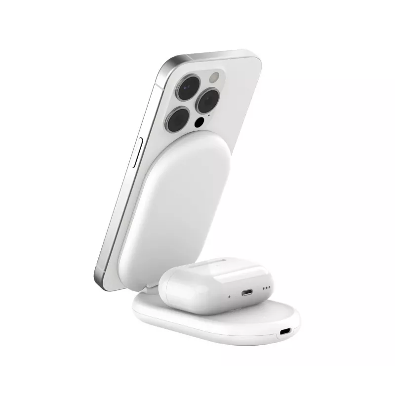 BELKIN Boostcharge Qi2 15w magnetinis 2-in-1 stovas - balta