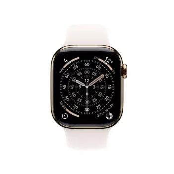 APPLE Watch Series 11 GPS + Cellular 46mm auksinis titano korpusas su šviesiai rožiniu sportiniu dirželiu - M/L