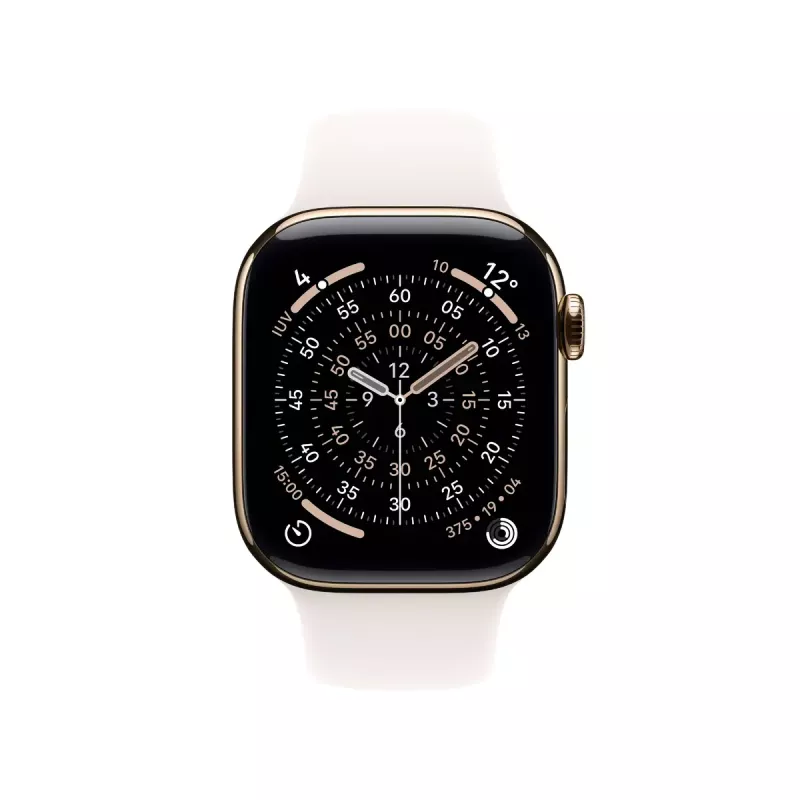 APPLE Watch Series 11 GPS + Cellular 46mm auksinis titano korpusas su šviesiai rožiniu sportiniu dirželiu - M/L