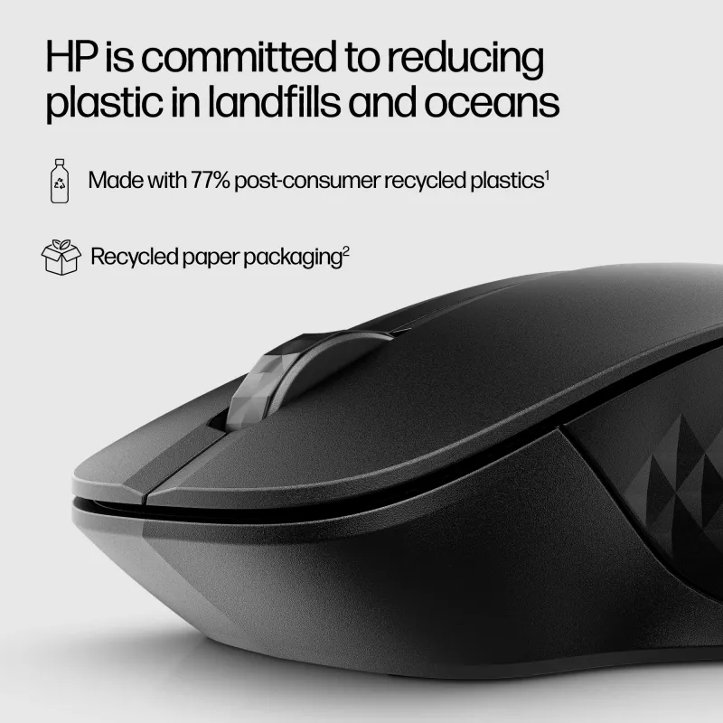 HP 430 belaidė pelė keliems įrenginiams, ambidekstrinė, optinė, RF belaidė + Bluetooth, 1200 DPI, juoda