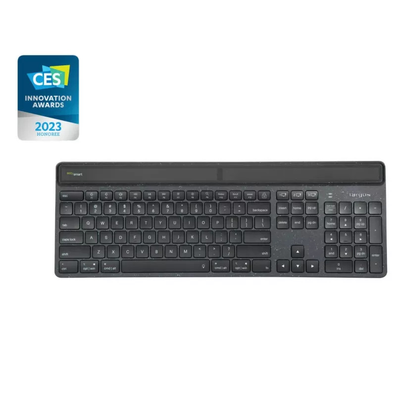 Targus Sustainable Energy Harvesting EcoSmart klaviatūra Universal Bluetooth QWERTY Nordic Juoda