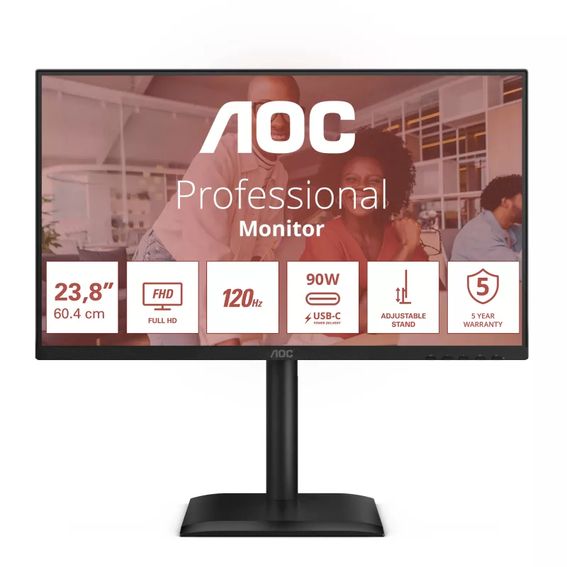 AOC E4 24E4CV kompiuterio monitorius 60,5 cm (23,8 colio) 1920 x 1080 pikselių Full HD LED juodas