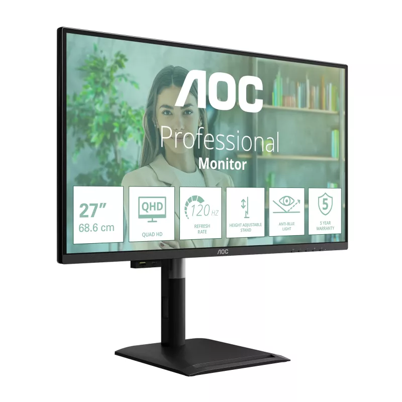 AOC Q27P4U kompiuterio monitorius 68,6 cm (27 colių) 2560 x 1440 pikselių Wide Quad HD juodas