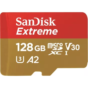 WESTERN DIGITAL Extreme microSDXC 128 GB SD adapteris veiksmo kameroms ir dronams 170 MB/s 80 MB/s A2 C10 V30 UHS-I U3