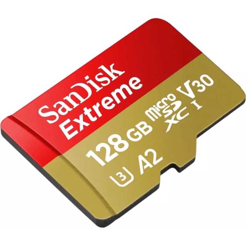 WESTERN DIGITAL Extreme microSDXC 128GB SD adapteris veiksmo kameroms ir dronams 170MB/s 80MB/s A2 C10 V30 UHS-I U3