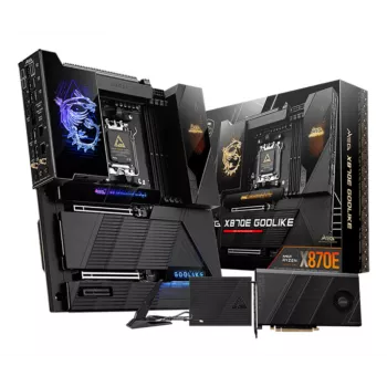 Motininė plokštė MSI MEG X870E GODLIKE — X870E mikroschemų rinkinys, AM5 lizdas, ATX, DDR5 palaikymas