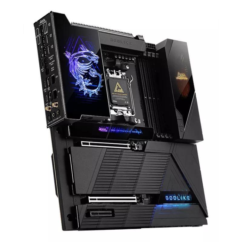 Motininė plokštė MSI MEG X870E GODLIKE — X870E mikroschemų rinkinys, AM5 lizdas, ATX, DDR5 palaikymas