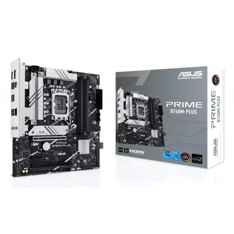 Motininė plokštė ASUS PRIME B760M-PLUS — Intel B760, LGA 1700, micro‑ATX, DDR5, 4 DIMM, 192GB, 2.5Gb LAN, 2x M.2