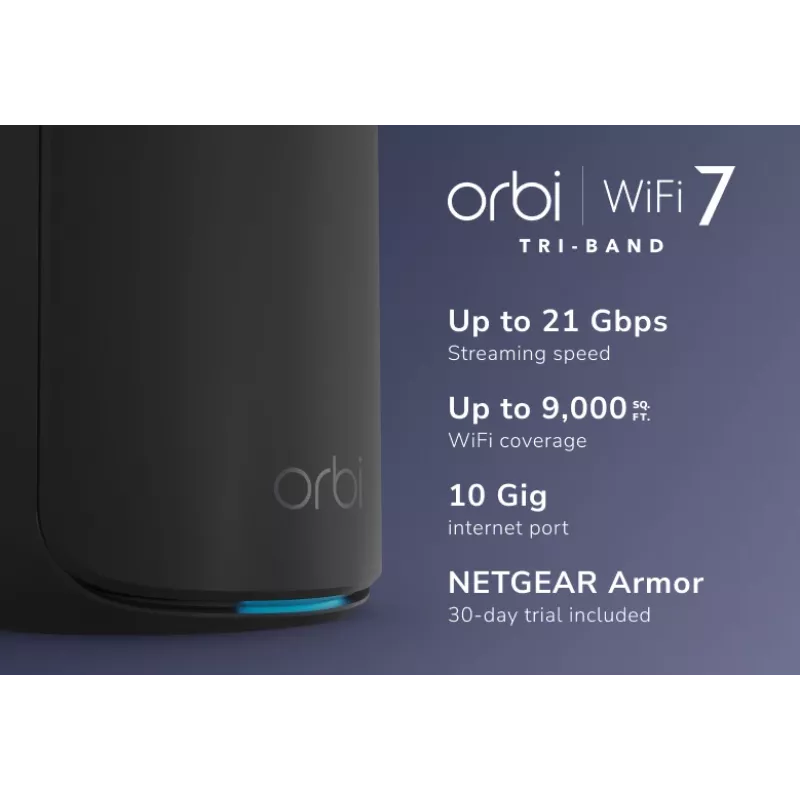 NETGEAR Orbi 870 Tri-band (2.4 GHz / 5 GHz / 6 GHz) Wi-Fi 7 (802.11be) juodas 4 vidinės antenos
