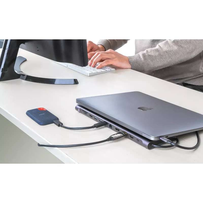 Dokų stotelė / USB-C centras Manhattan 10 prievadų 4K 60Hz Power Delivery