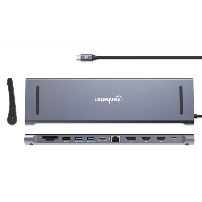 Dokų stotelė / USB-C centras Manhattan 10 prievadų 4K 60Hz Power Delivery