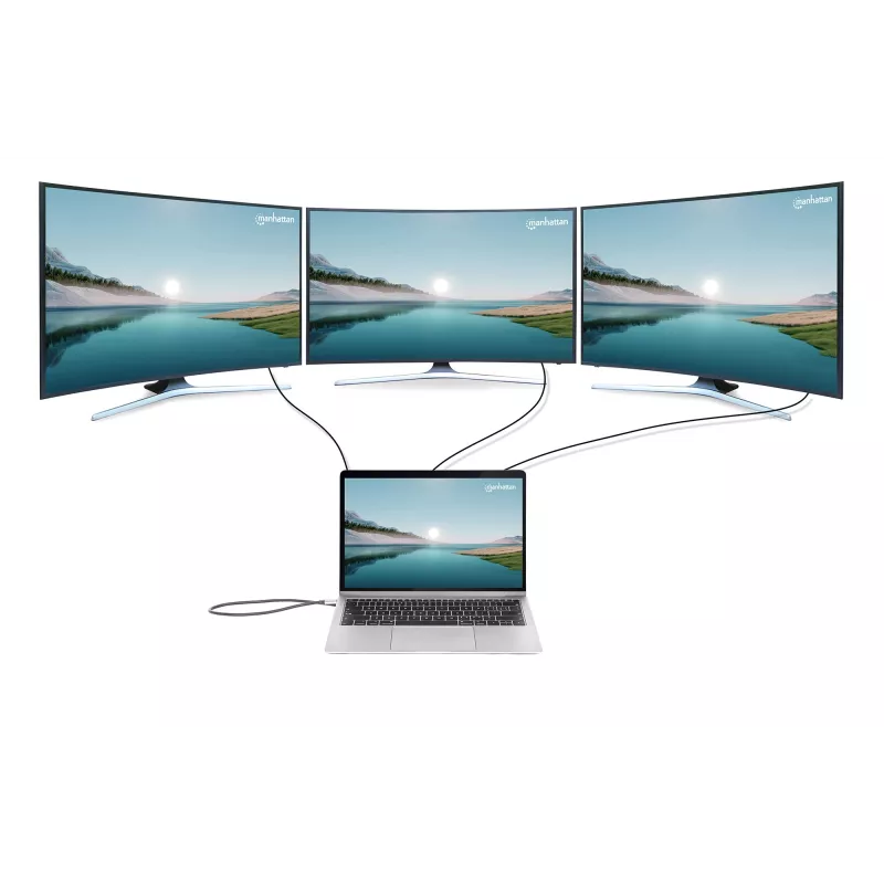 Dokų stotelė / USB-C centras Manhattan 10 prievadų 4K 60Hz Power Delivery