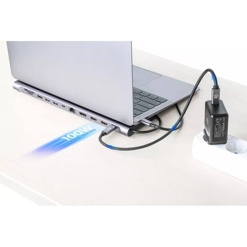 Dokų stotelė / USB-C centras Manhattan 10 prievadų 4K 60Hz Power Delivery