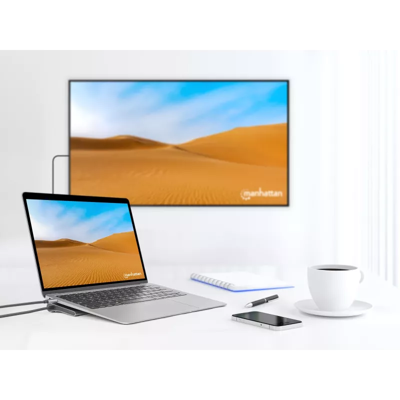 Dokų stotelė / USB-C centras Manhattan 10 prievadų 4K 60Hz Power Delivery