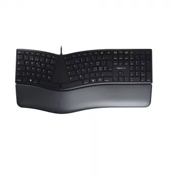 “CHERRY KC 4500 ERGO” klaviatūra, skirta biurui, USB, QWERTZ, šveicariška, juoda