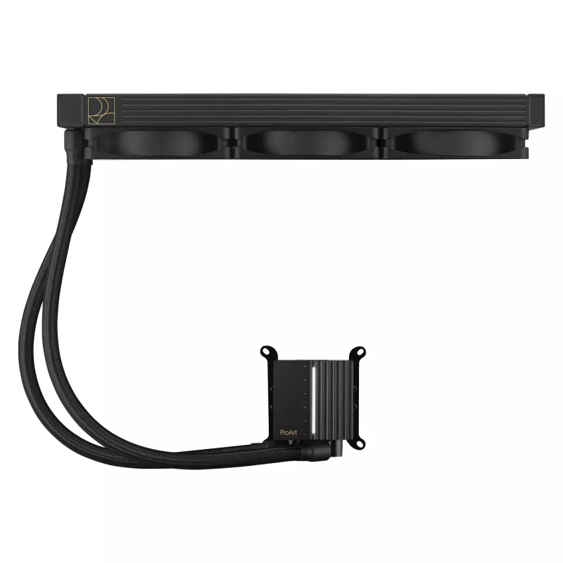 Skysčio aušinimo rinkinys ASUS ProArt LC 360 Black — 3x120 mm ventiliatoriai 800–2200 RPM, radiatorius 360 mm, varinė bazė, 40 cm vamzdeliai