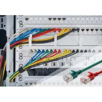 DIGITUS plonas komutacinis kabelis - CAT6A - F-FTP - 1m - juodas
