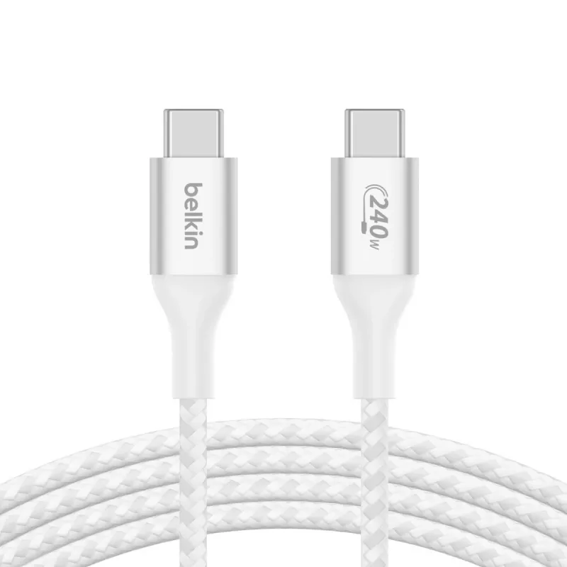BELKIN USB laidas - Boostcharge - USB-C į USB-C laidas 240 W - 1 m - Baltas