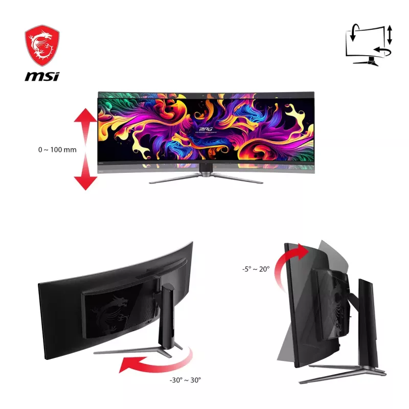 MSI MPG 491CQPDE QD-OLED kompiuterio monitorius 124,5 cm (49 colių) 5120 x 1440 pikselių DQHD juodas