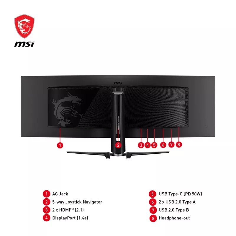 MSI MPG 491CQPDE QD-OLED kompiuterio monitorius 124,5 cm (49 colių) 5120 x 1440 pikselių DQHD juodas