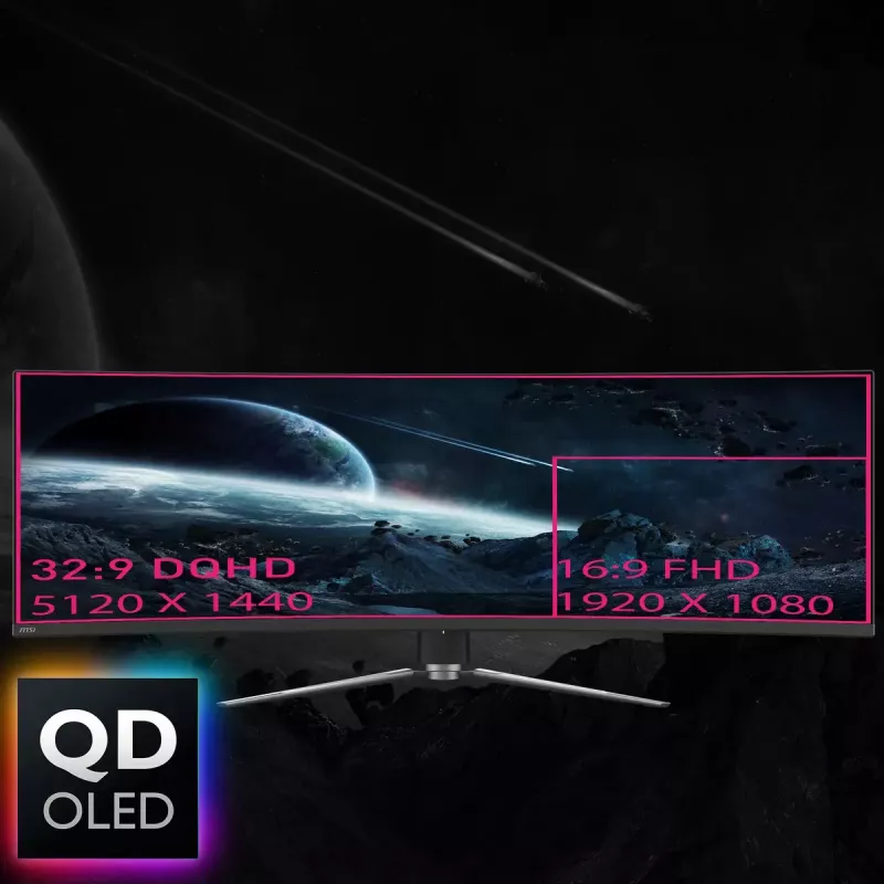 MSI MPG 491CQPDE QD-OLED kompiuterio monitorius 124,5 cm (49 colių) 5120 x 1440 pikselių DQHD juodas