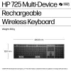HP 725 kelių įrenginių belaidė įkraunama klaviatūra, viso dydžio (100%), belaidė, RF belaidė + Bluetooth, juoda