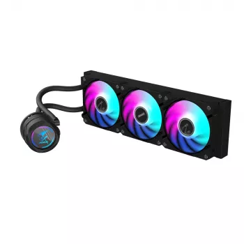 GIGABYTE AORUS WATERFORCE II 360 AIO skysčio aušintuvas procesoriui - 3x120mm ARGB ventiliatoriai, slankiojančio blokavimo mechanizmas, DAISY-CHAIN, suderinamas su Intel LGA 1851 ir AMD AM5