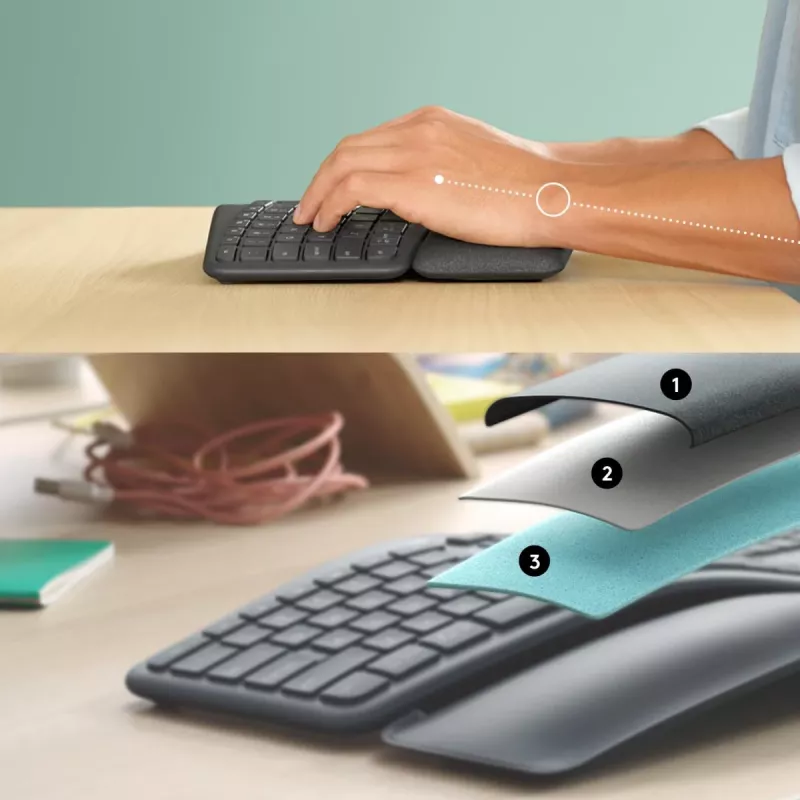 LOGITECH Ergo K860 - Belaidė išskleidžiamoji klaviatūra Graphite Qwerty US/International