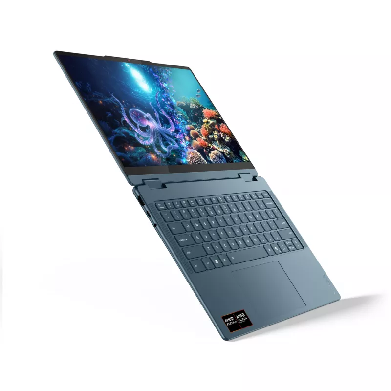 Lenovo Yoga 7 2-in-1 14AKP10 Copilot+ PC AMD Ryzen™ AI 5 340 hibridinis (2-in-1) 35,6 cm (14 colių) jutiklinis ekranas WUXGA 16 GB LPDDR5x-SDRAM 512 GB SSD Wi-Fi 7 (802.11be) Windows 11 Home vokiška Teal