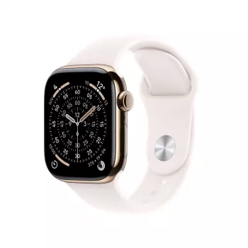 APPLE Watch Series 11 GPS + Cellular 46mm auksinis titano korpusas su švelniai rožiniu sportiniu dirželiu S/M