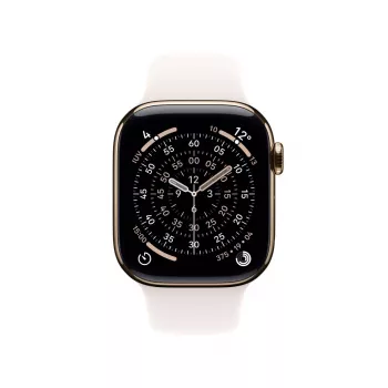APPLE Watch Series 11 GPS + Cellular 46mm auksinis titano korpusas su švelniai rožiniu sportiniu dirželiu S/M