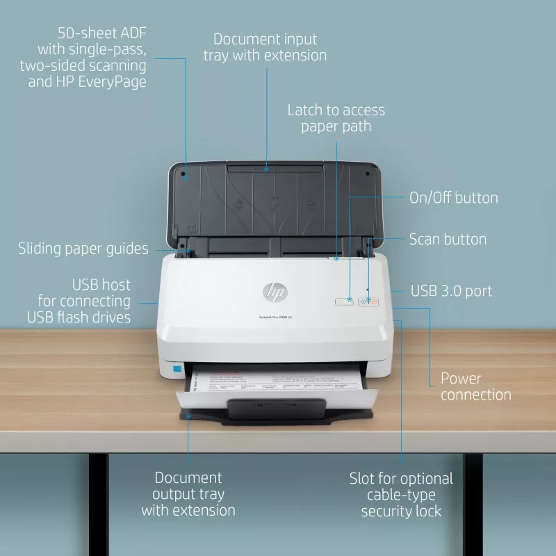 HP Scanjet Pro 3000 s4 dokumentų skaitytuvas 600 x 600 DPI A4 juoda, balta