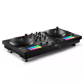 Hercules INPULSE T7 Juoda DJ valdiklis — 3,5 mm/6,35 mm ausinių, USB laidas, 652×350×90 mm