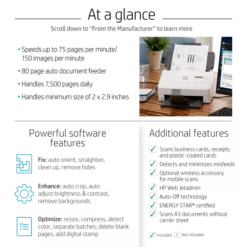 HP Scanjet Enterprise Flow 7000 s3 lakštinis skaitytuvas 600 x 600 DPI A4 baltas