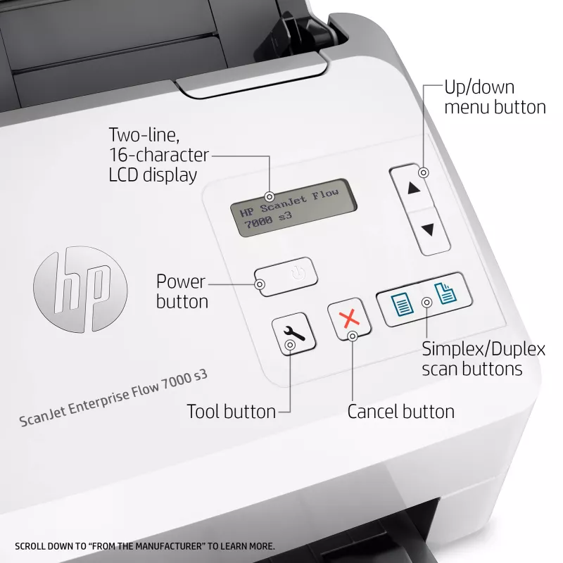 HP Scanjet Enterprise Flow 7000 s3 lakštinis skaitytuvas 600 x 600 DPI A4 baltas