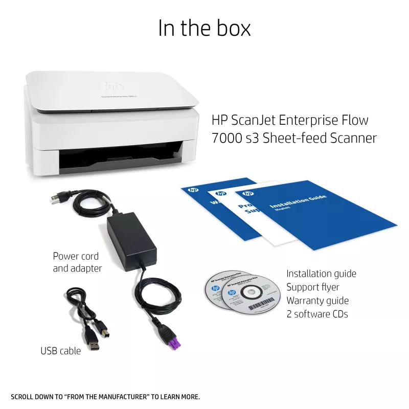 HP Scanjet Enterprise Flow 7000 s3 lakštinis skaitytuvas 600 x 600 DPI A4 baltas