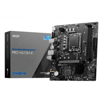 Motininė plokštė MSI PRO H610M-E — Intel H610, LGA 1700, micro ATX, DDR5, 2x DIMM, max 96 GB, 2.5Gb LAN, HDMI, 4x SATA III