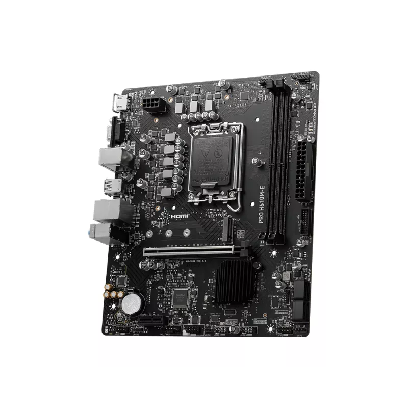 Motininė plokštė MSI PRO H610M-E — Intel H610, LGA 1700, micro ATX, DDR5, 2x DIMM, max 96 GB, 2.5Gb LAN, HDMI, 4x SATA III