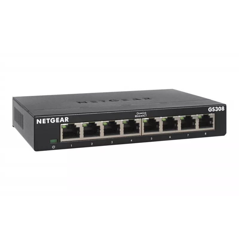 NETGEAR GS308-300PES tinklo jungiklis Nevaldomas L2 Gigabit Ethernet (10/100/1000) Juoda