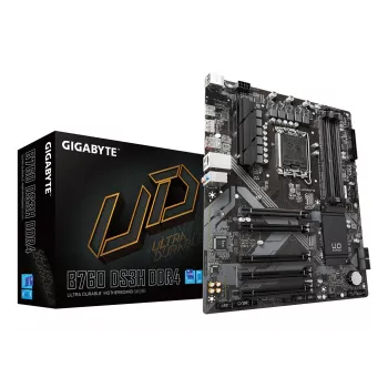 GIGABYTE B760 DS3H DDR4 pagrindinė plokštė – palaiko Intel Core 14 kartos procesorius, 18+2+1 fazių skaitmeninis VRM, iki 5333 MHz DDR4 (OC), 2xPCIe 4.0 M.2, GbE LAN, USB 3.2 Gen 2