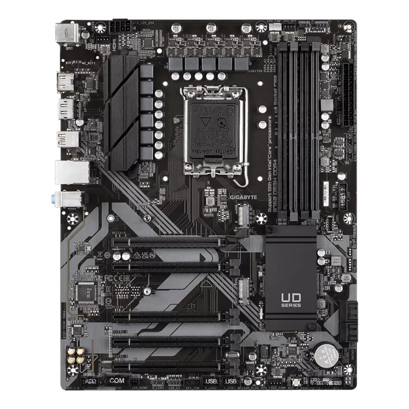GIGABYTE B760 DS3H DDR4 pagrindinė plokštė – palaiko Intel Core 14 kartos procesorius, 18+2+1 fazių skaitmeninis VRM, iki 5333 MHz DDR4 (OC), 2xPCIe 4.0 M.2, GbE LAN, USB 3.2 Gen 2