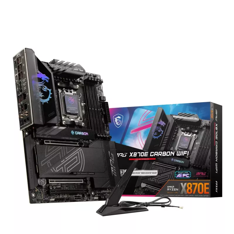 Motininė plokštė MSI MPG X870E CARBON WIFI — AMD X870E, Socket AM5, ATX, DDR5 iki 256 GB, Wi‑Fi 7
