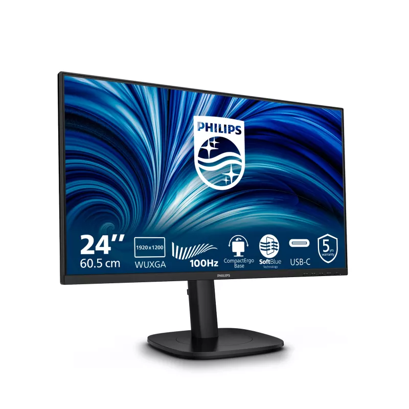 Philips 3000 serijos 24B2N3200D/00 kompiuterio monitorius 61,2 cm (24,1 colio) 1920 x 1200 pikselių WUXGA LCD juodas